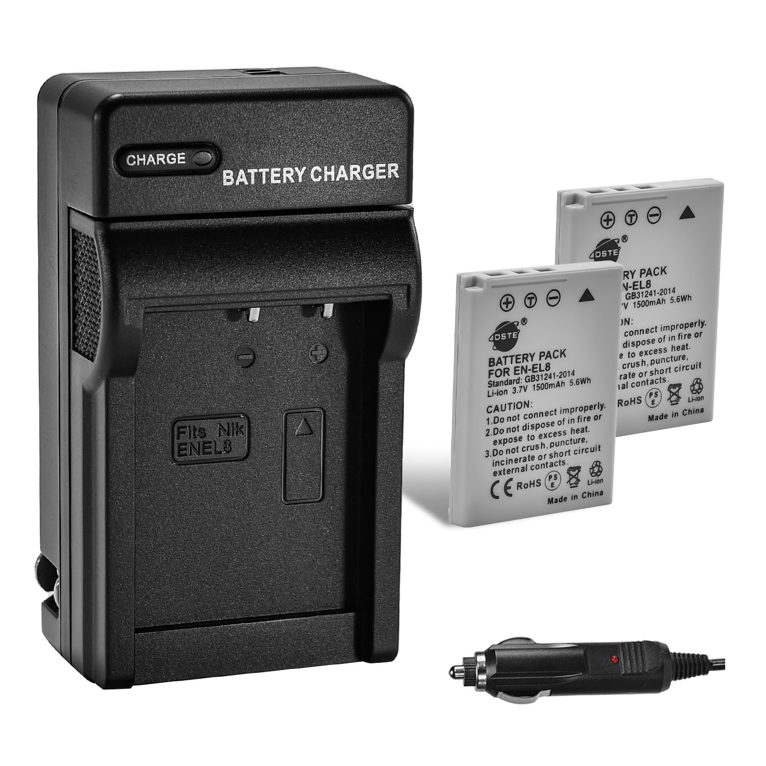 Amazon.com : DSTE 2 Pack EN-EL8 Batteries + Wall Car Charger